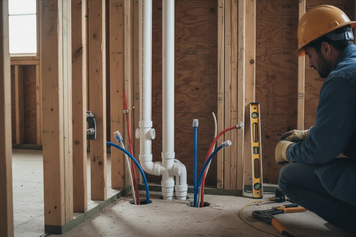 Drain and supply rough-in during Sump Pump Repair in Fruita